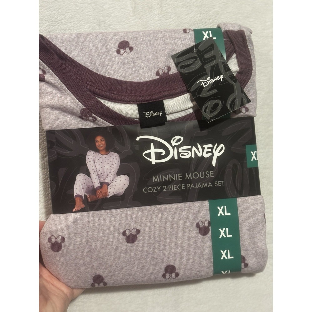NEW Disney Pajama Set Women's‎ XL Mickey Cozy 2 Piece Purple Long Sleeve & Pants